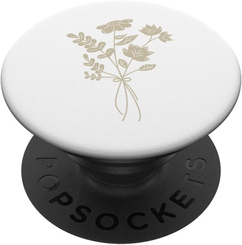 PopSockets Standard PopGrip, Beige White Floral Flower Wildflower