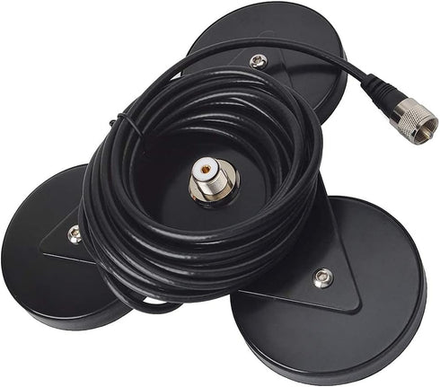 HYS Heavy Duty Mobile Car/Truck SO-239 Triangle Magnet Mount Base with 5M RG58 Coaxial Cable