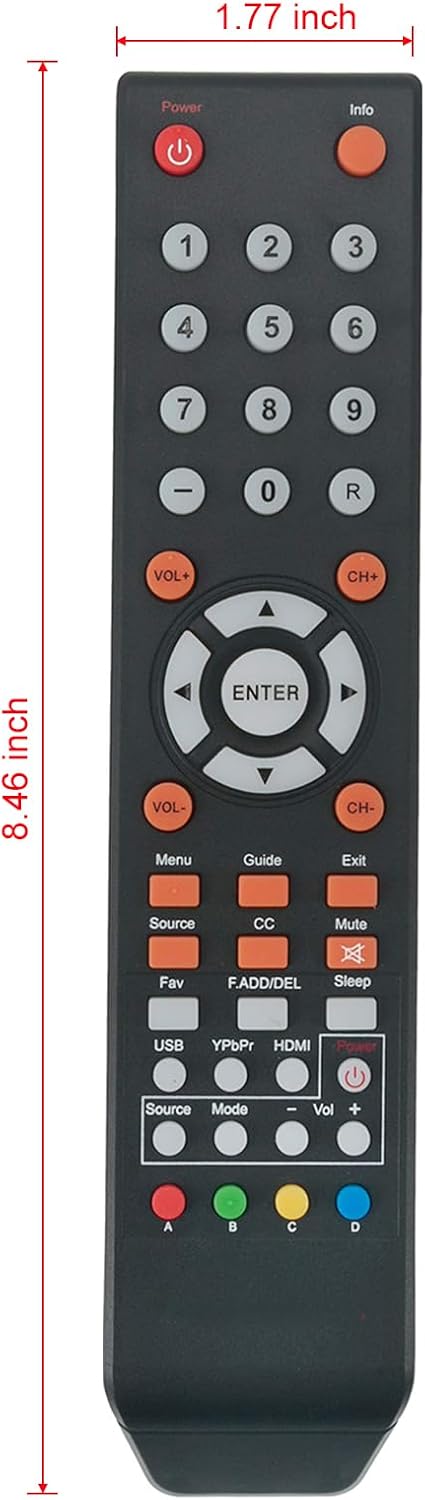 Replace Remote for Sceptre TV 4K Ultra LED LCD HDTV Models C550CV-UMR, C650CV-UMR, and more