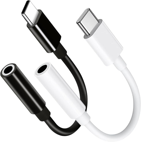 2pack Type C to 3.5mm Female Headphone Jack Adapter, USB C to Aux Audio Dongle Cable Earphone Jack Converter Compatible