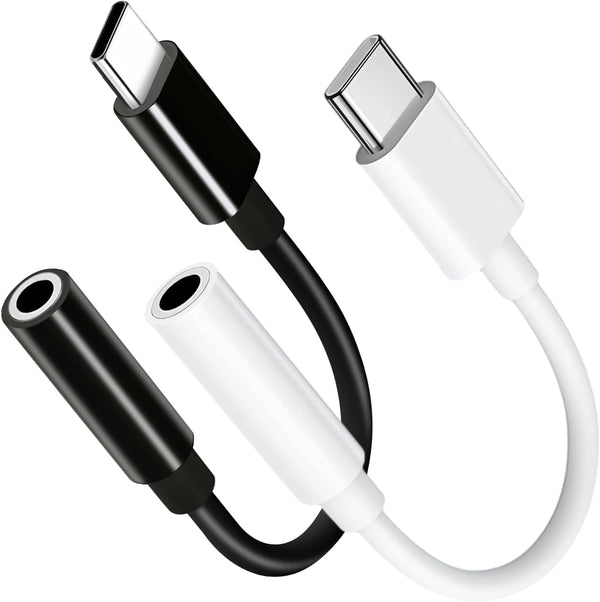 2pack Type C to 3.5mm Female Headphone Jack Adapter, USB C to Aux Audio Dongle Cable Earphone Jack Converter Compatible