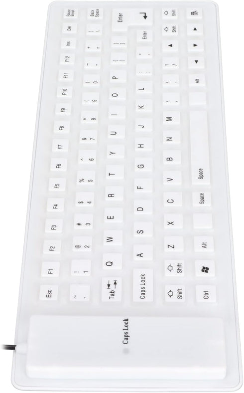 Roll-up Silicone Keyboard, Waterproof and Flexible USB Wired Keyboard, Lightweight Portable 85 Keys (White)