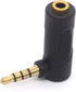 Gold Plated 3.5mm Headphone Adapters, Right Angle TRRS Male to Female AUX Connector, 90 Degree (2 Pack)