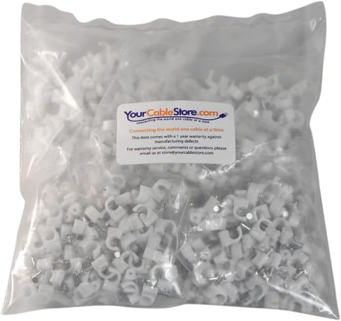 100 Pack White Ethernet / RG59 / 6mm Nail in Cable Clips