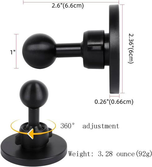Super Magnetic Cell Phone Holder Base with 1" Ball for MagSafe iPhone 15/14/13/12 Series, Compatible with RAM