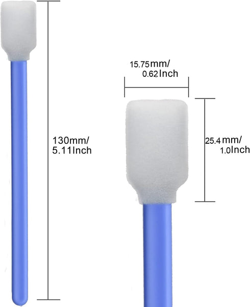 Wellgler's 5.11" Foam Swabs, Printer Cleaning Swabs for Cars, Camera Lenses, Optical Devices (200 pieces blue)