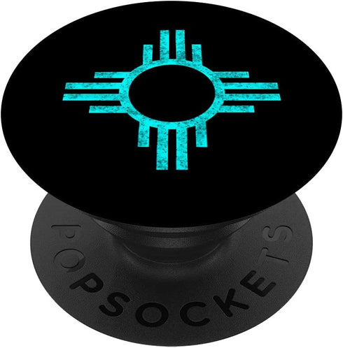 New Mexico Turquoise Distressed Vintage Zia Symbol PopSockets Swappable PopGrip