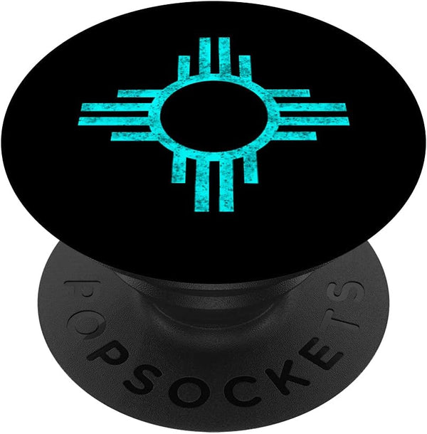 New Mexico Turquoise Distressed Vintage Zia Symbol PopSockets Swappable PopGrip