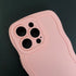 Cute Curly Wave Edge Phone Case for iPhone 13 Pro Max - Soft Liquid Silicone with Camera Protection, Pink.