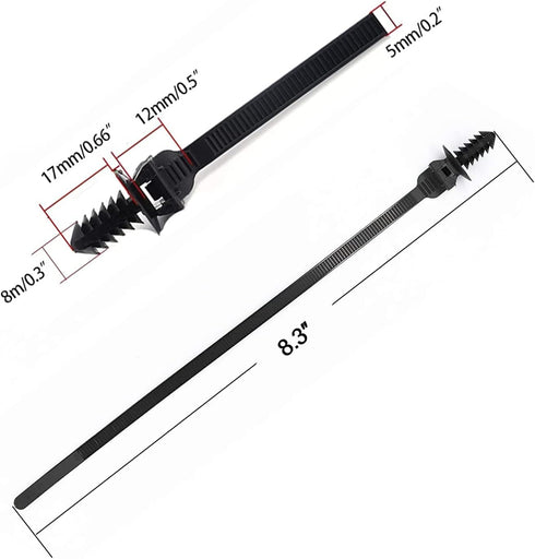 Benliu 50 Pcs Heavy Duty Nylon Cable Zip Tie, 8.3x0.2 inch Self Locking Assortment in Black