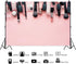 XMJJKUF 8x6.5ft Set Polyester Makeup Tools Backdrop Pink Makeup Backdrop Brush Lipstick Eyeshadow Photography