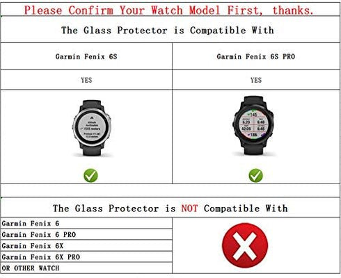 AKWOX Tempered Glass Screen Protector for Garmin Fenix 6S, Pack of 4, 0.3mm 2.5D High Definition 9H