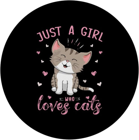 Cute Cat Lover Girls Kids PopSockets Standard PopGrip, Just A Girl Who Loves Cats Design