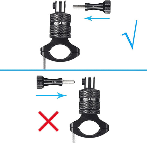 HSU Aluminum Bike Handlebar Mount for GoPro Hero and Other Action Cameras, 360 Degrees Rotary