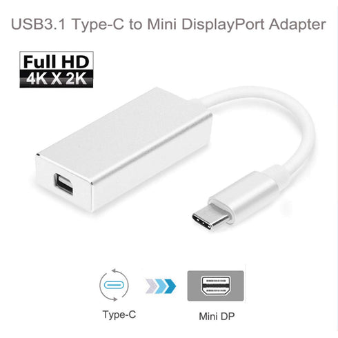 chenyang USB-C USB 3.1 Type C to Mini DisplayPort DP Adapter Cable - 1080p HDTV with Gold Aluminium Case for 2015 New