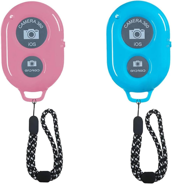 Wireless Camera Shutter Remote Control for Smart Phones, Compatible with iOS/Android (1 Pink + 1 Blue)