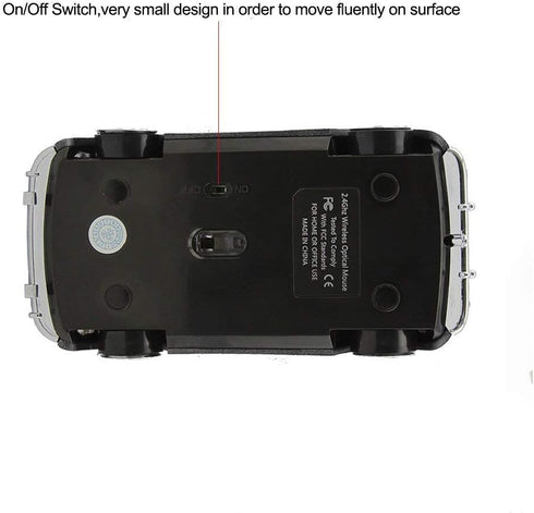 Wireless Sports Car Mouse, 3D Optical Mouse for Desktop, Laptop PC, Computer Mice for JKC (Red)