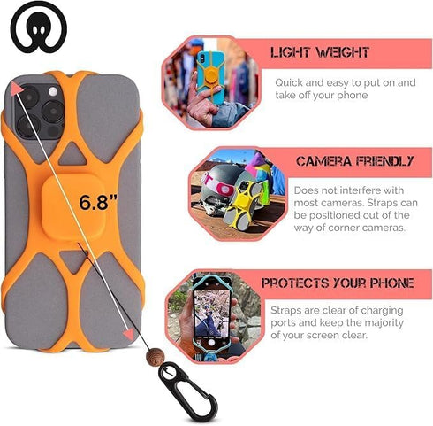 Pulpo Anti-Drop Smartphone Leash, Safety Phone Harness with Retractable Fiber Cord Clip