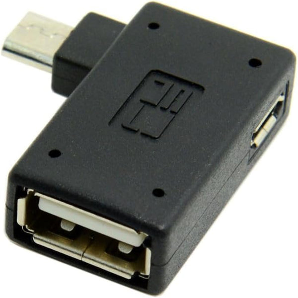 chenyang Micro USB OTG Power Adapter, 2 in 1 Micro USB Male to USB 2.0 Female, 90 Degree Right Angled Connector