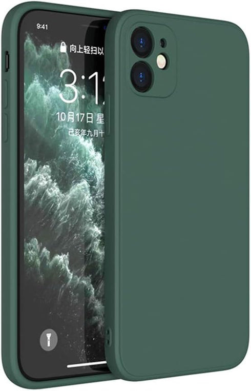 ZEZHOU Compatible with iPhone 12 Case with Camera Lens Protector, Liquid Silicone Gel Rubber Phone Case, Slim Fit