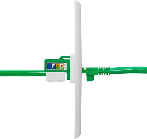 Cmple RJ45 Keystone Jack 90 Degree Cat5e Insert, Punch Down RJ45 Connectors for Wall Plates, Green