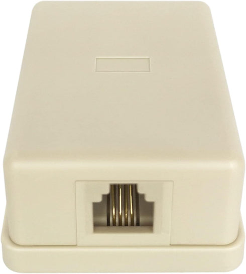 Phone Jack Surface Mount Single Port Telephone Jack Box, 4 Screw Terminals to 1 RJ11 6P4C Female, Ivory
