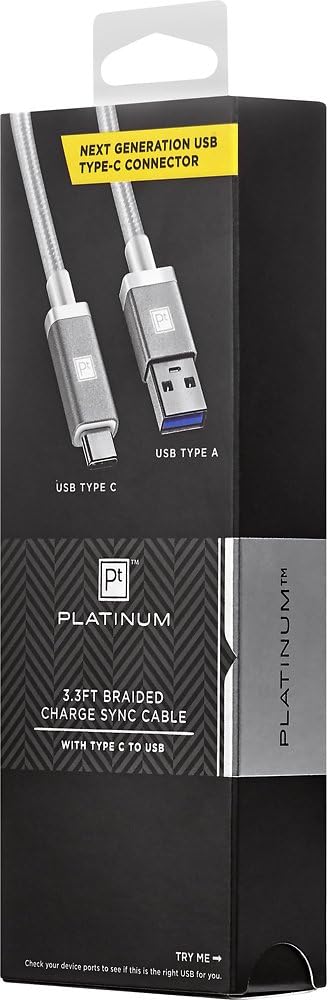 Platinum 3.3' USB Type-C to USB Type A Charge-and-Sync Cable - White