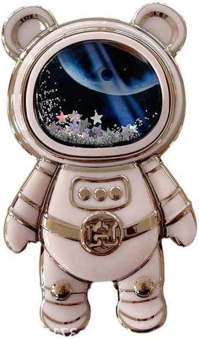 Pink Cute Phone Stand Holder, Adjustable Tablet Phone Ring Stand with 3D Moving Star Sequins, Astronaut Hidden Kickstand