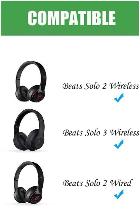 Beats Solo 3.0 & Solo 2.0 Wireless Headband Replacement - Black Repair Parts for Over-Ear Headphones.
