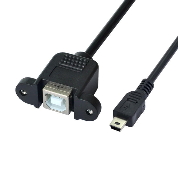 chenyang CY Mini USB 5pin Male to USB B Female Panel Mount Cable, 20cm with Screws