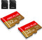 2 Pack Micro SD Card 32GB with SD Adapter, High Speed Memory Card for Tablet/Mobile Phone/Camera (TF162 Red Gold)