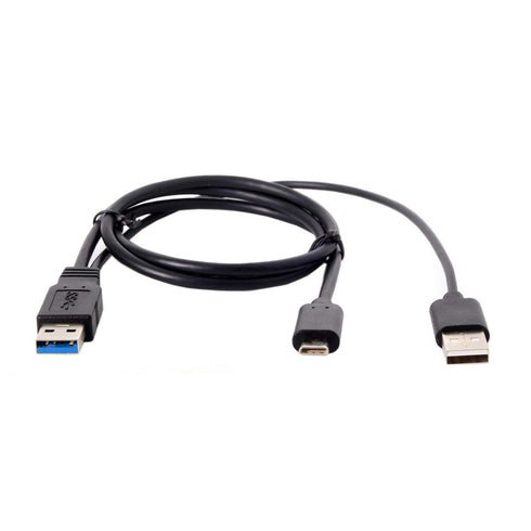 xiwai Type-C USB-C to USB 3.0 Male & USB 2.0 Dual Power Data Y Cable for Laptop & Hard Disk