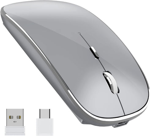 Wireless Mouse Chargeable, Portable Silent USB and Type-C Dual Mode Mouse, 3 Adjustable DPI for Laptop, Mac, PC (Q23S