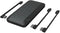 HALO 10000 AC, 10,000mAh Internal Battery with Built-in AC Wall Plug & Charging Cables, Black