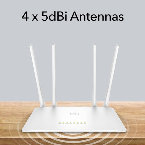 Cudy AC1200 5GHz 10/100Mbps 4x5dBi WR1200 Smart WiFi Router Extender, Access Point, WISP, Dual Band, LAN, Antennas