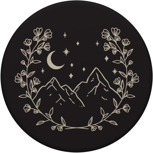 Cream Boho Floral Moon PopSockets Adhesive Grip
