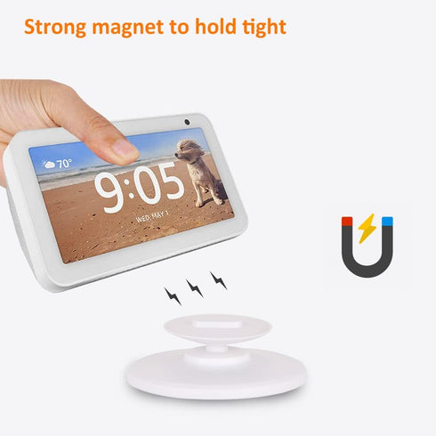 Adjustable Stand for Echo Show 5 (1st Gen and 2nd Gen) | Magnetic, Swivel, Tilt Accessory for Alexa | White