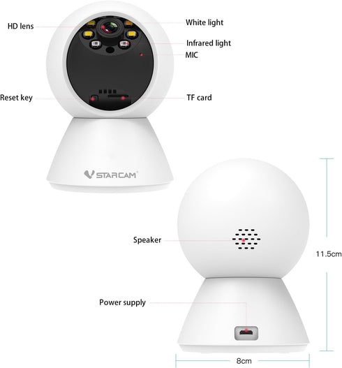 VSTARCAM 3MP Home Security Cameras, Pet Camera Indoor with Phone APP, Color Night Vision, Motion Detection, 2-Way Talk