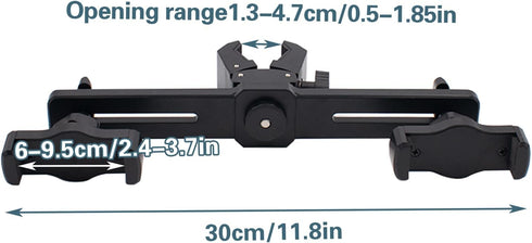 SnowTing 360 Universal Dual Phone Holder with Crab Clamp, Rotation Adjustable Clip Stand Smartphone Tripod Mount