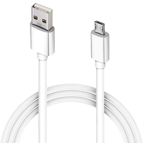 10FT Fast Charge Micro USB Cable - White USB to Micro USB for Samsung Galaxy S7, S6 Edge, LG, Kindle Fire.
