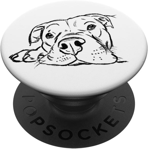 Pit Bull Drawing, Pittie Sketch, Bulldog PopSockets PopGrip: Swappable Grip for Phones & Tablets