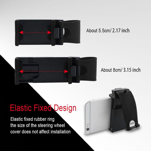 Car Steering Wheel Phone Mount, Portable Smartphone Holder Clip for iPhone 14/13/12/11 Pro Max/XR/XS/S21/S20/S10/Note