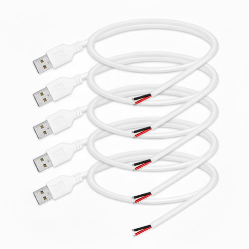 WMSDGZAI 24AWG USB 2.0 Male 2 Pin Bare Wire Pigtail Cable, 5V 2A