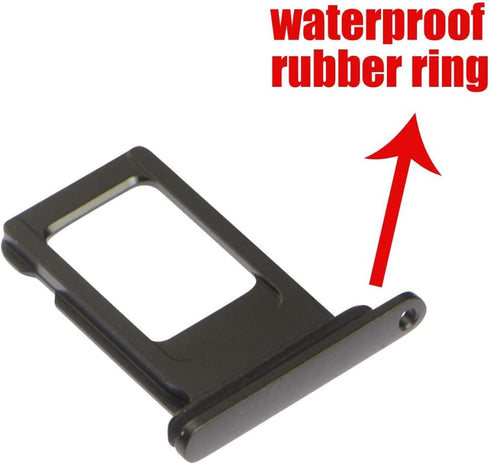 SIM Card Tray Holder Slot Replacement for iPhone XR (Black) with Waterproof Rubber Ring and Eject Pin (Single Sim Version)