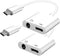 USB C to 3.5mm Headphone and Charger Adapter 2-Pack, 2-in-1 Dongle Cable with PD Fast Charging for iPhone 15 Pro Max