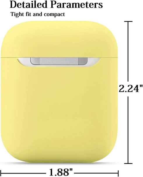 Full Protective Silicone Case for Airpods 1 and 2, No Keychain Cover, Front LED Visible, Supports Wireless Charging