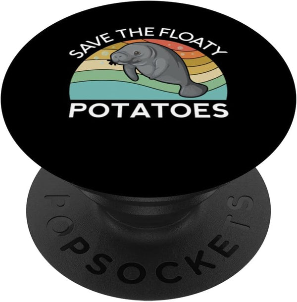 PopSockets Swappable PopGrip Save The Floaty Potatoes Manatee Ocean Sea Chubby Retro Swim