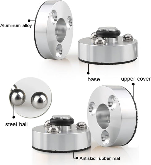 Tertullus 4 Pcs Speaker Isolation Feet Anti Vibration Pads with Stainless Steel Ball, Aluminum Shock Absorb Pads