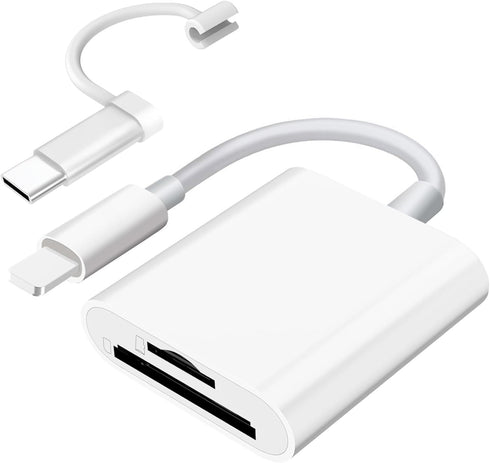 SUNTRSI SD Card Reader for iPhone iPad Camera with USB C, Dual Card