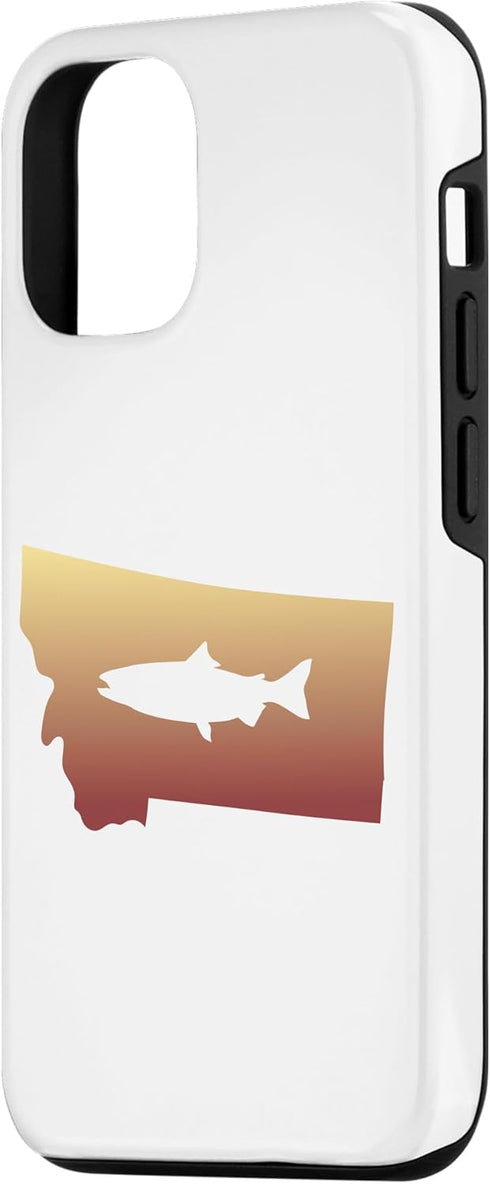 Montana Salmon Fishermen 12/12 Montana Salmon Fishing State Map of Montana Case for iPhone Pro